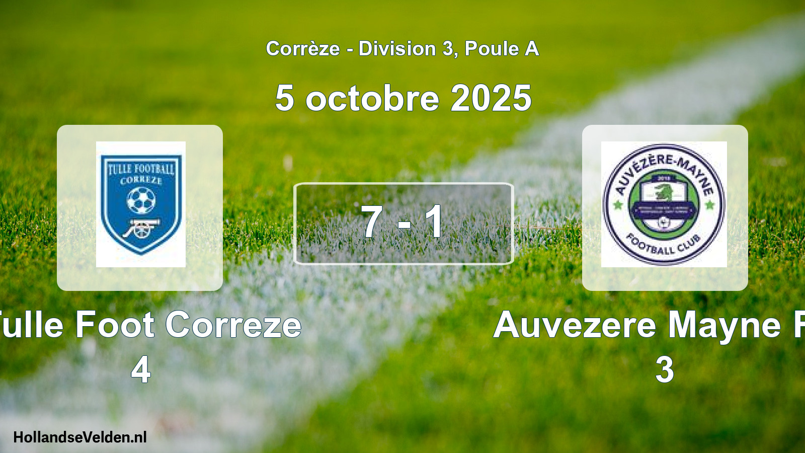 Gespeelde wedstrijd: Tulle Foot Correze 4 - Auvezere Mayne Fc 3 7 - 1 (5 oktober 2025)