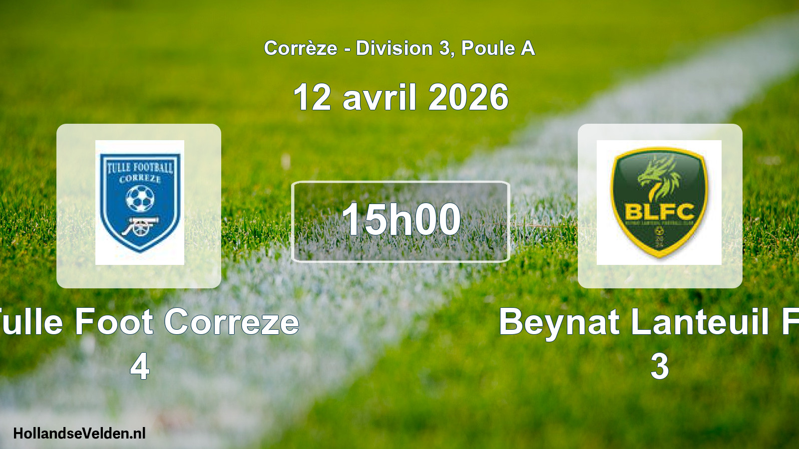 Geplande wedstrijd: Tulle Foot Correze 4 - Beynat Lanteuil Fc 3 (12 april 2026)