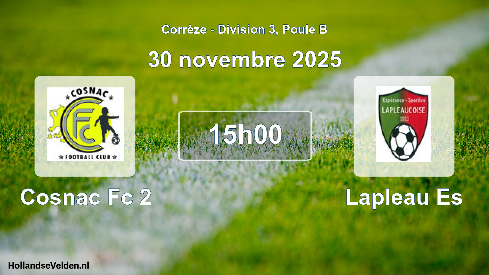 Geplande wedstrijd: Cosnac Fc 2 - Lapleau Es (30 novembre 2025)