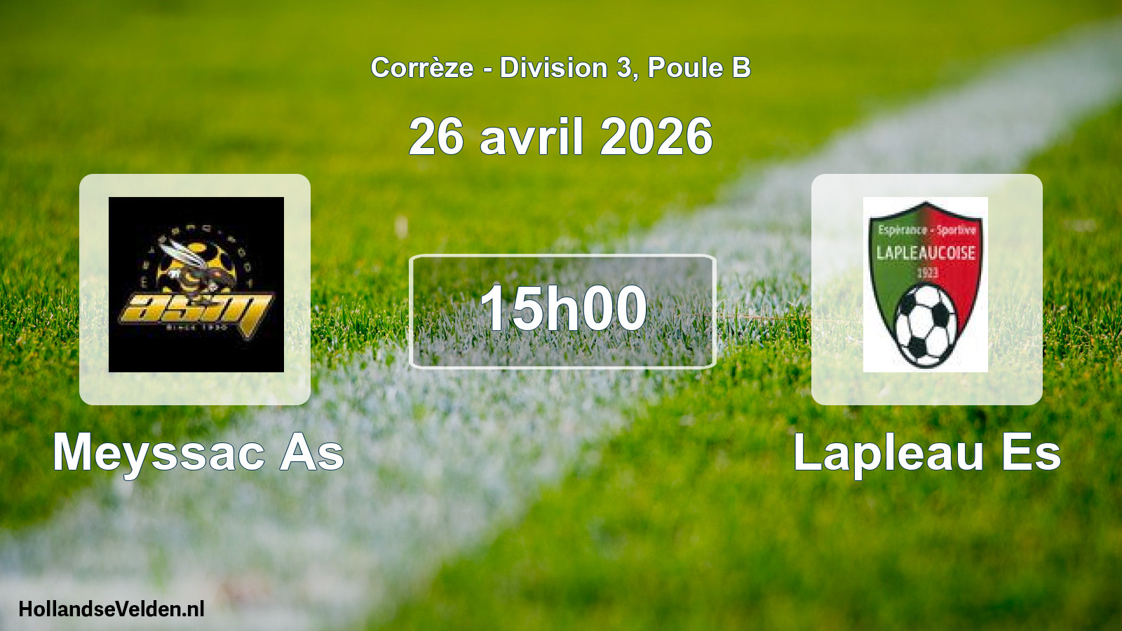 Scheduled Match: Meyssac As - Lapleau Es (26 April 2026)