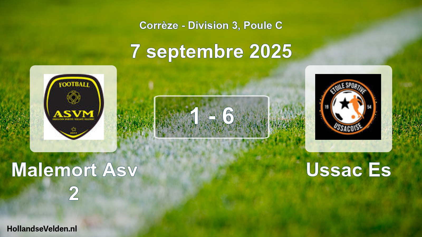 Total number of matches played: Malemort Asv 2 - Ussac Es 1 - 6 (7 September 2025)