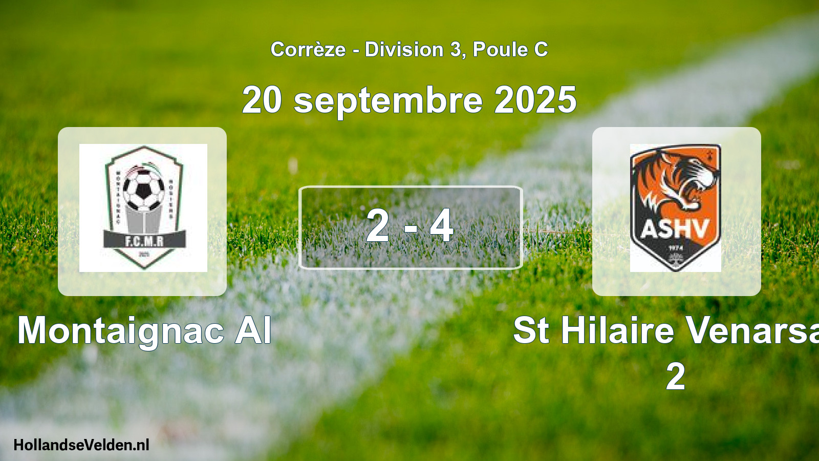 Gespeelde wedstrijd: Montaignac Al - St Hilaire Venarsal 2 2 - 4 (20 septembre 2025)