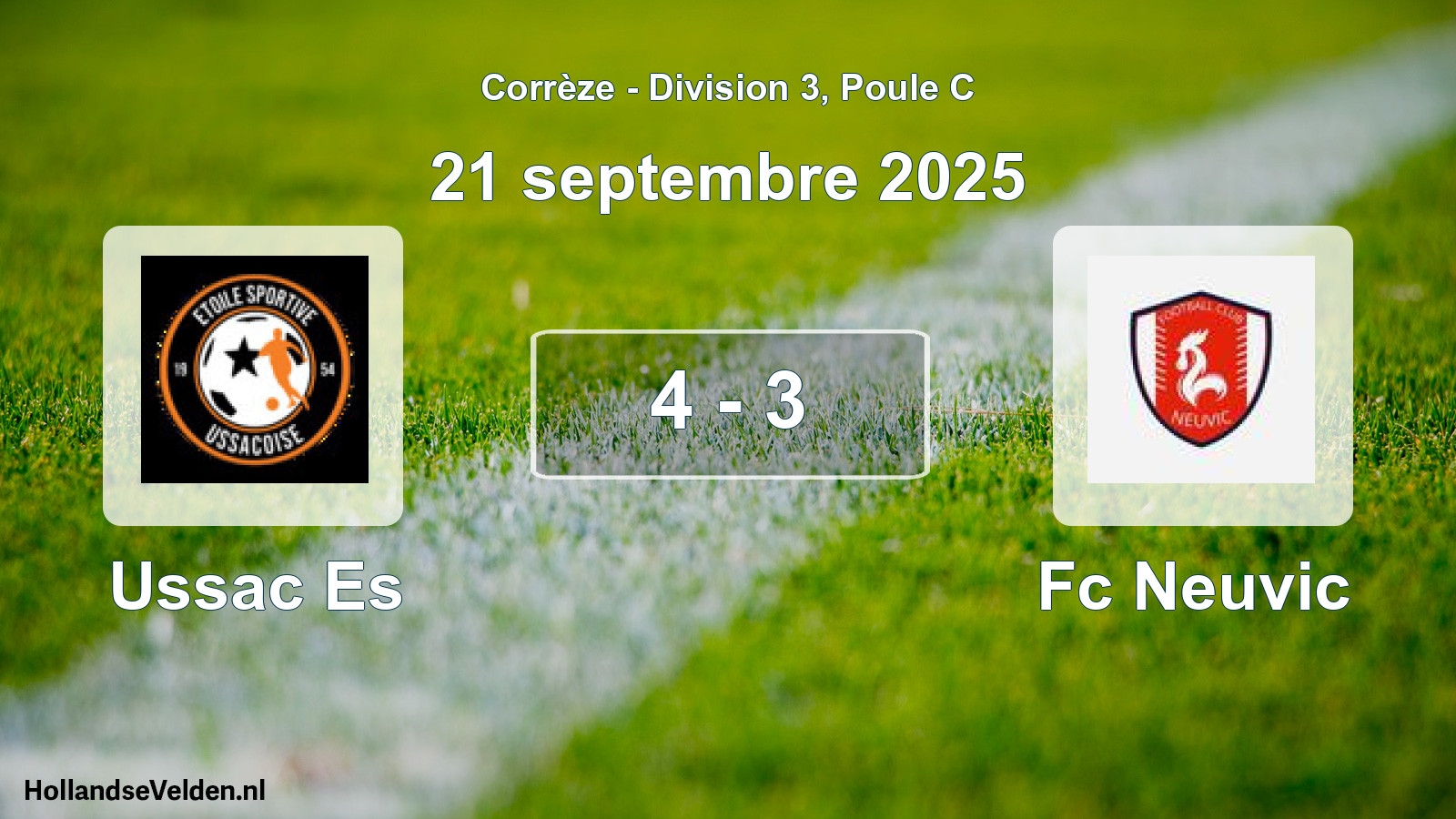Gespeelde wedstrijd: Ussac Es - Fc Neuvic 4 - 3 (21 septembre 2025)