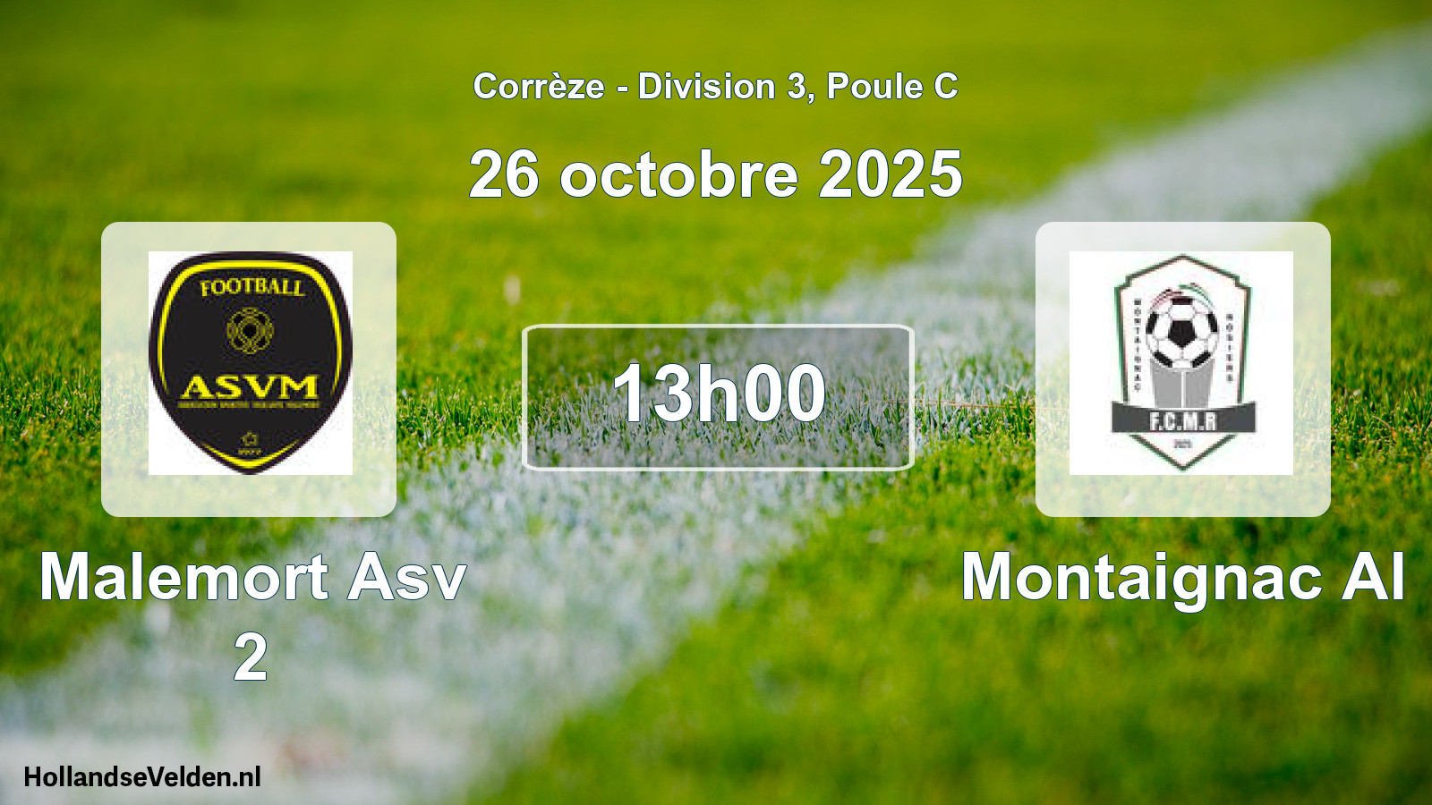 Scheduled Match: Malemort Asv 2 - Montaignac Al (26 October 2025)