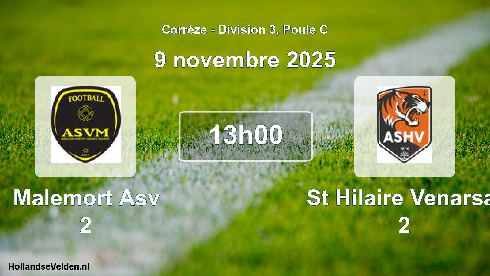 Scheduled Match: Malemort Asv 2 - St Hilaire Venarsal 2 (9 November 2025)
