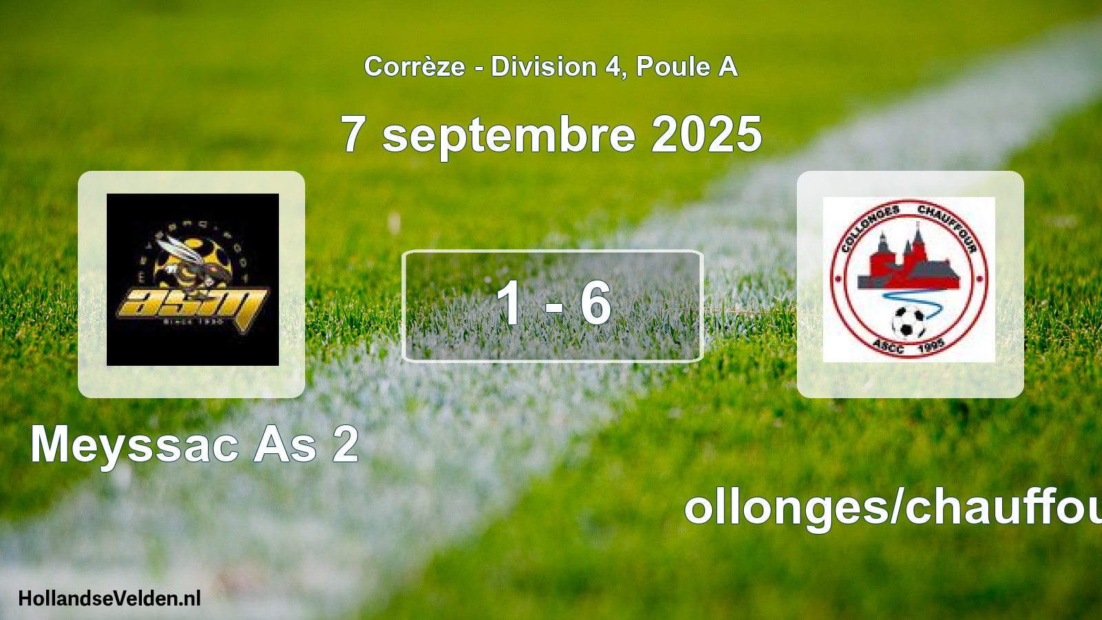 Gespeelde wedstrijd: Meyssac As 2 - Collonges/chauffour 1 - 6 (7 september 2025)