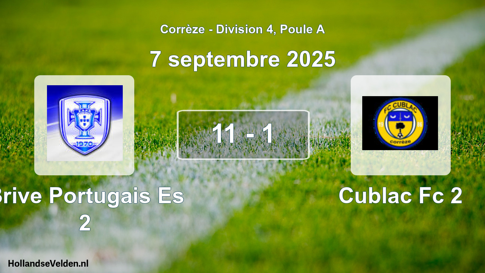 Gespeelde wedstrijd: Brive Portugais Es 2 - Cublac Fc 2 11 - 1 (7 september 2025)