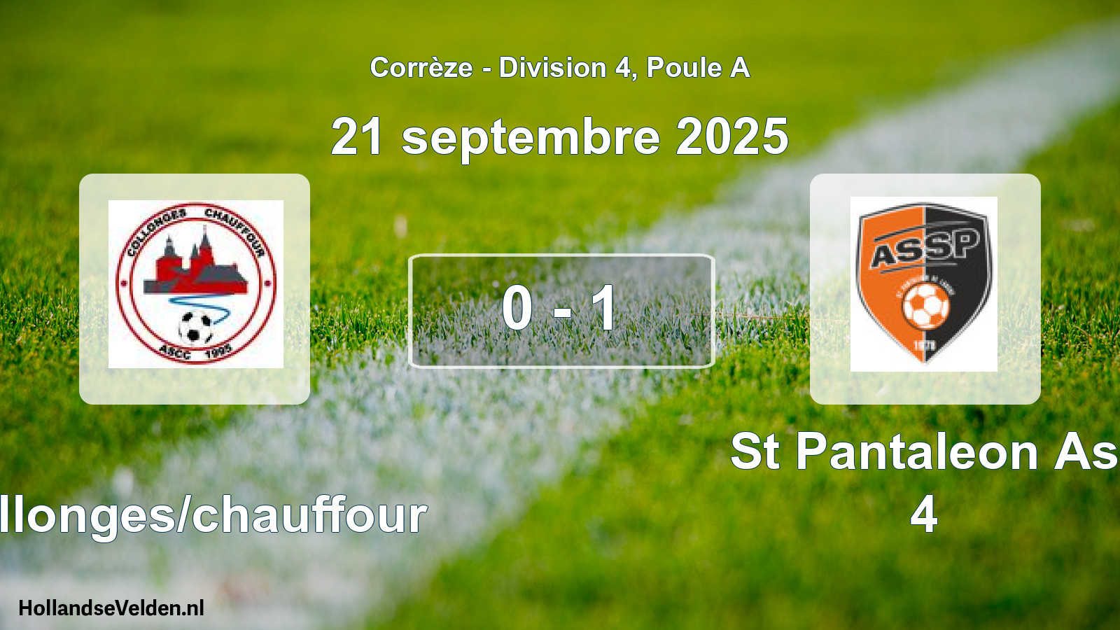 Gespeelde wedstrijd: Collonges/chauffour - St Pantaleon As 4 0 - 1 (21 september 2025)
