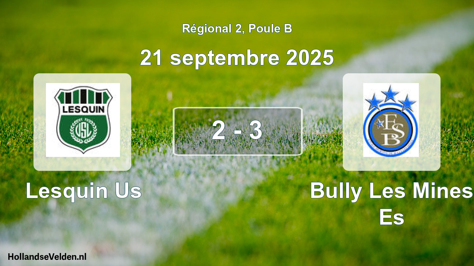Gespeelde wedstrijd: Lesquin Us - Bully Les Mines Es 2 - 3 (21 septembre 2025)