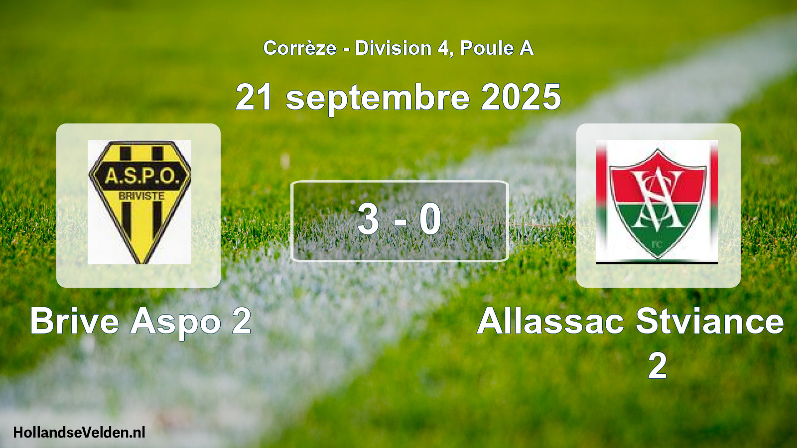 Gespeelde wedstrijd: Brive Aspo 2 - Allassac Stviance Fc 2 3 - 0 (21 september 2025)