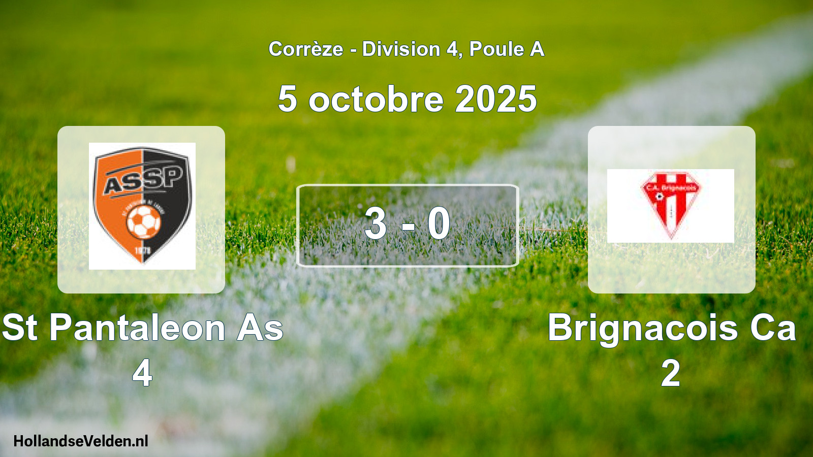 Gespeelde wedstrijd: St Pantaleon As 4 - Brignacois Ca 2 3 - 0 (5 oktober 2025)