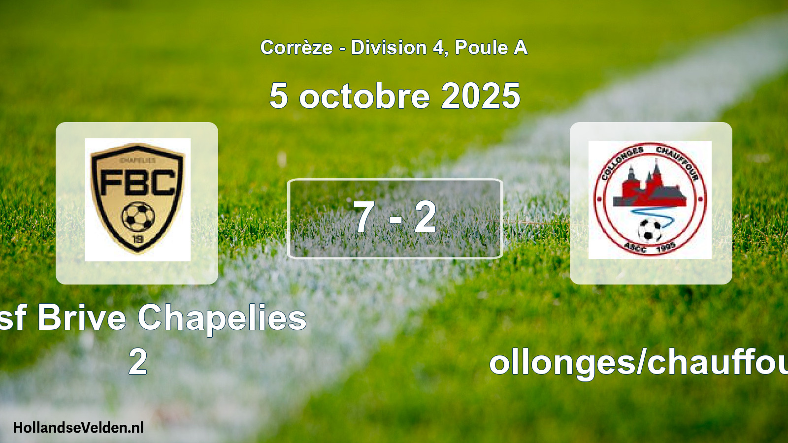 Gespeelde wedstrijd: Asf Brive Chapelies 2 - Collonges/chauffour 7 - 2 (5 oktober 2025)
