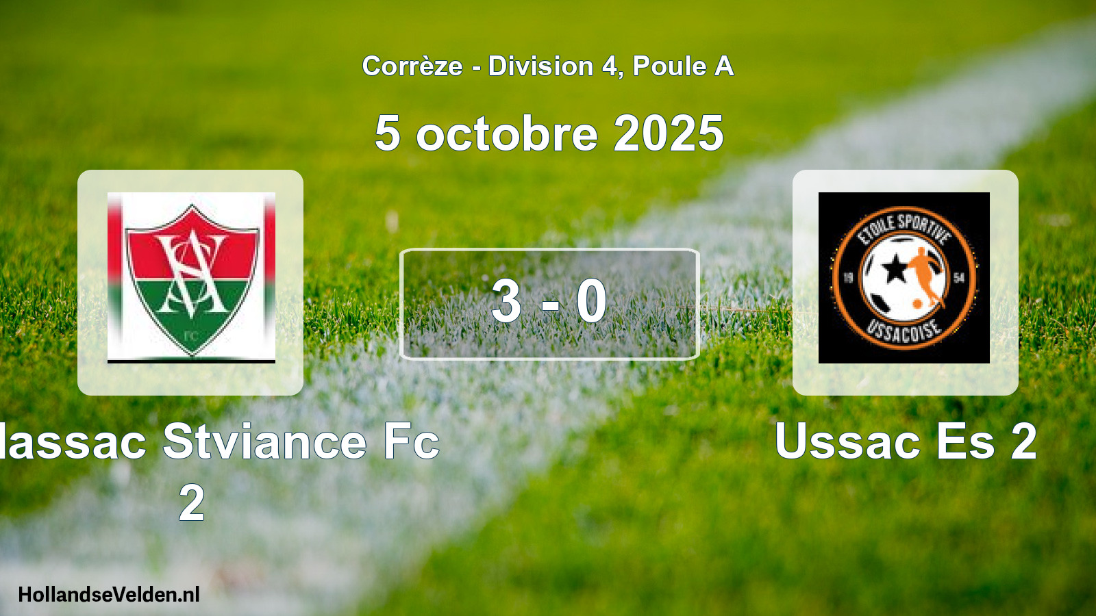 Total number of matches played: Allassac Stviance Fc 2 - Ussac Es 2 3 - 0 (5 October 2025)