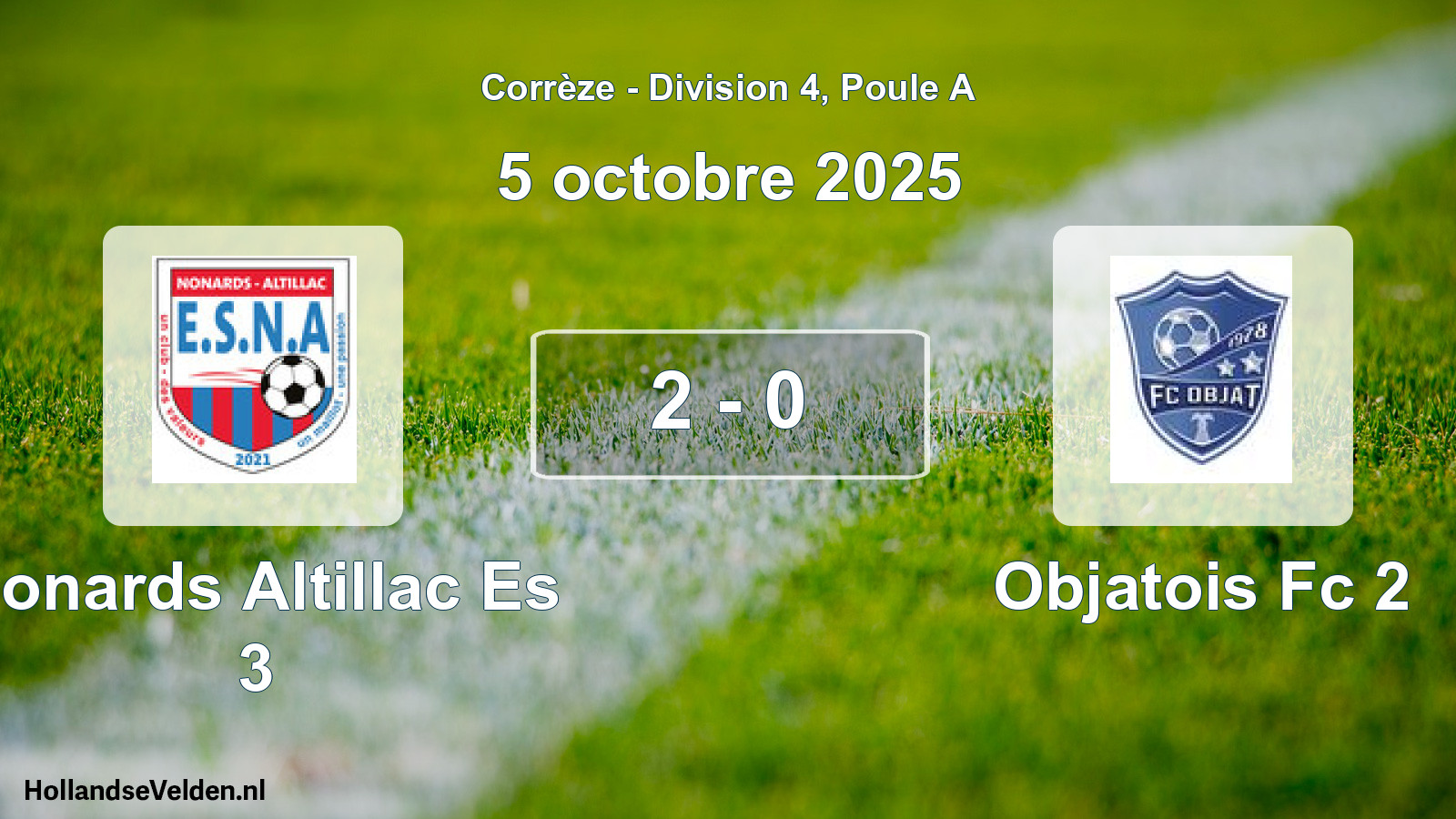 Total number of matches played: Nonards Altillac Es 3 - Objatois Fc 2 2 - 0 (5 October 2025)