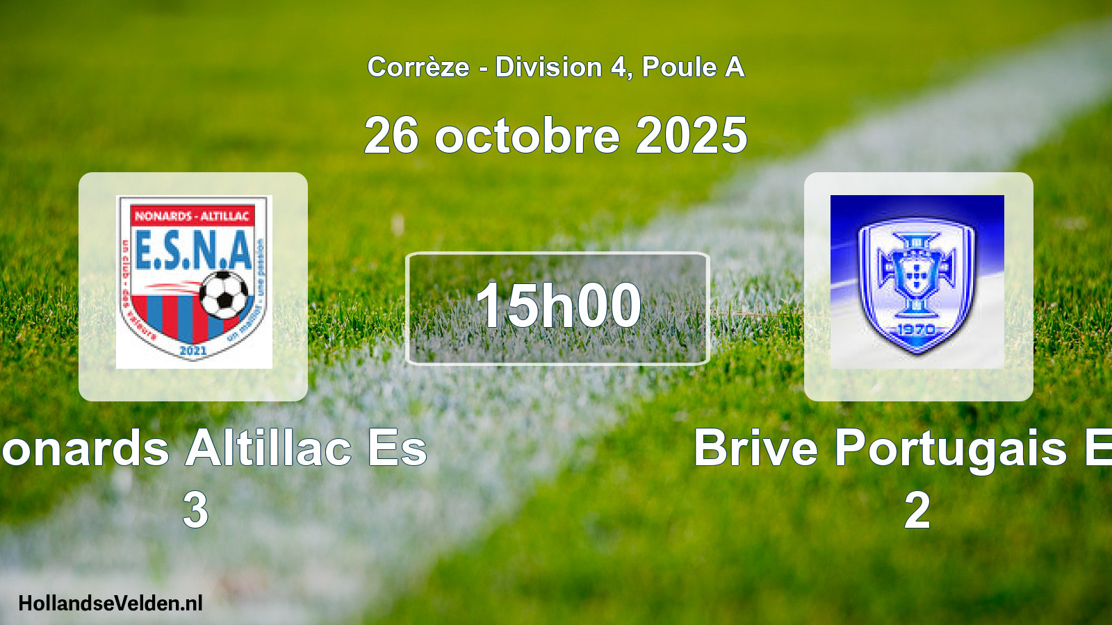 Geplande wedstrijd: Nonards Altillac Es 3 - Brive Portugais Es 2 (26 oktober 2025)