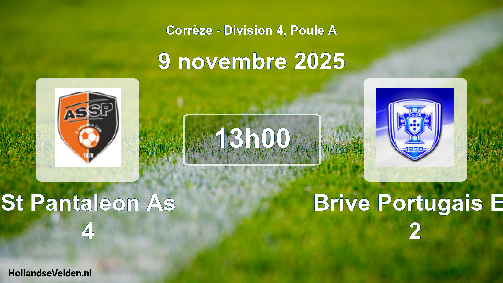 Geplande wedstrijd: St Pantaleon As 4 - Brive Portugais Es 2 (9 november 2025)