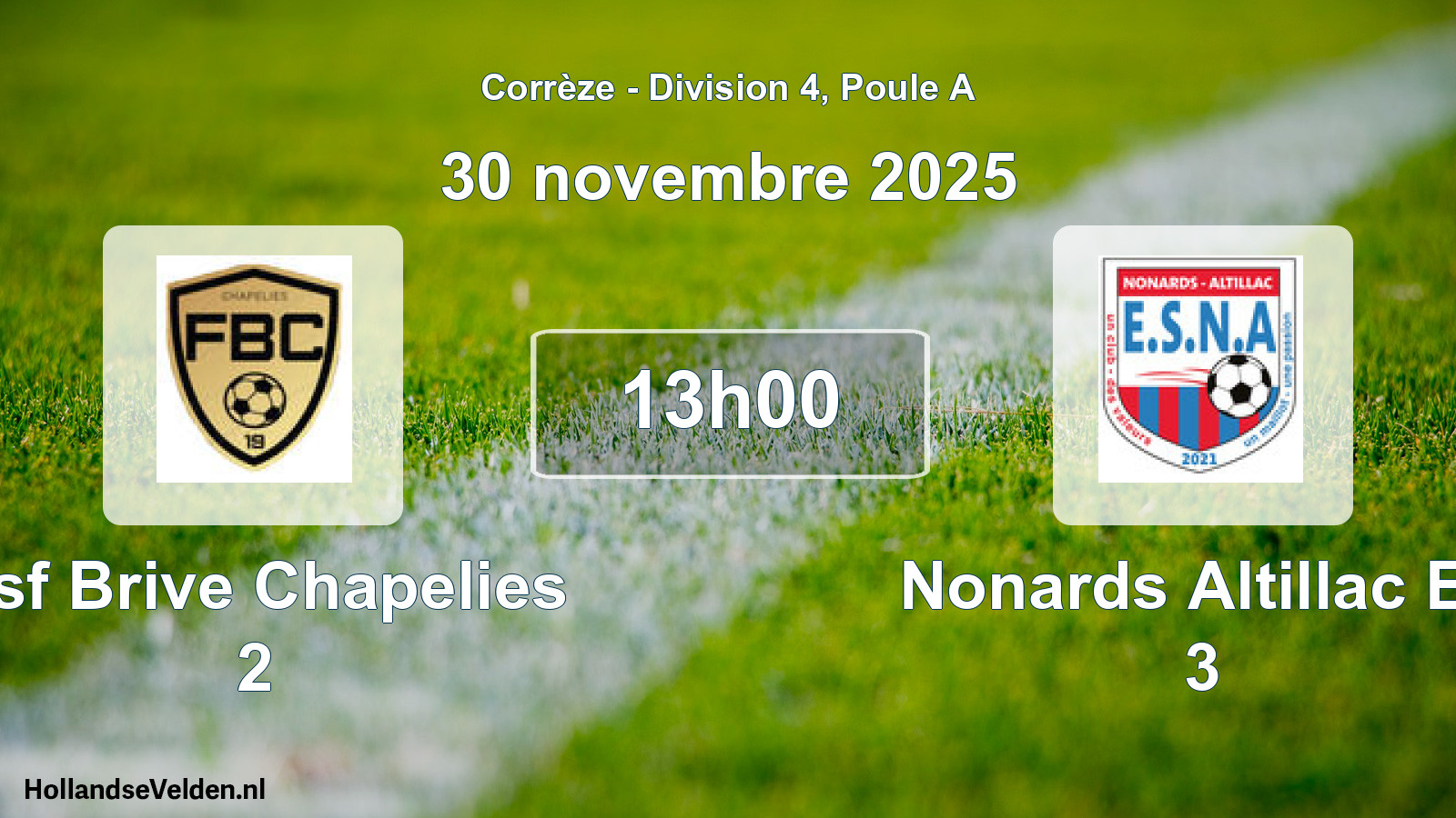 Scheduled Match: Asf Brive Chapelies 2 - Nonards Altillac Es 3 (30 November 2025)