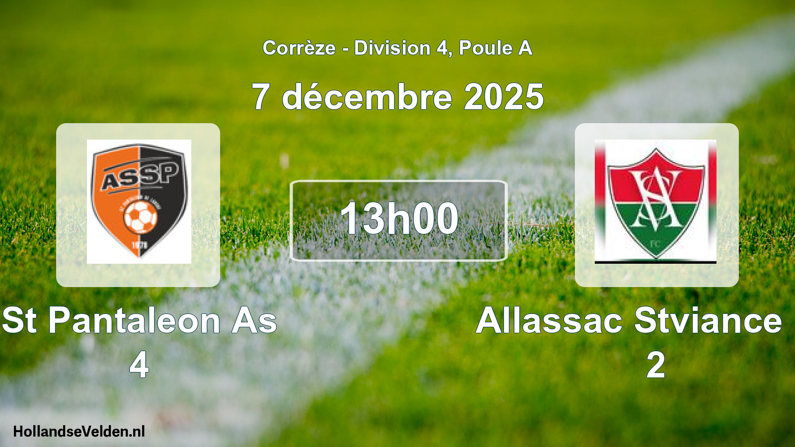 Geplande wedstrijd: St Pantaleon As 4 - Allassac Stviance Fc 2 (7 december 2025)