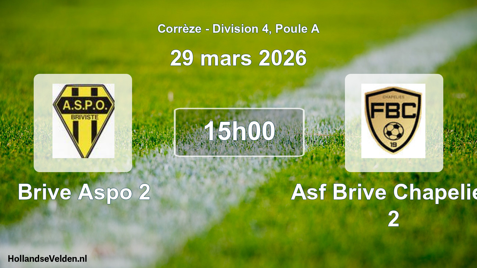 Geplande wedstrijd: Brive Aspo 2 - Asf Brive Chapelies 2 (29 maart 2026)