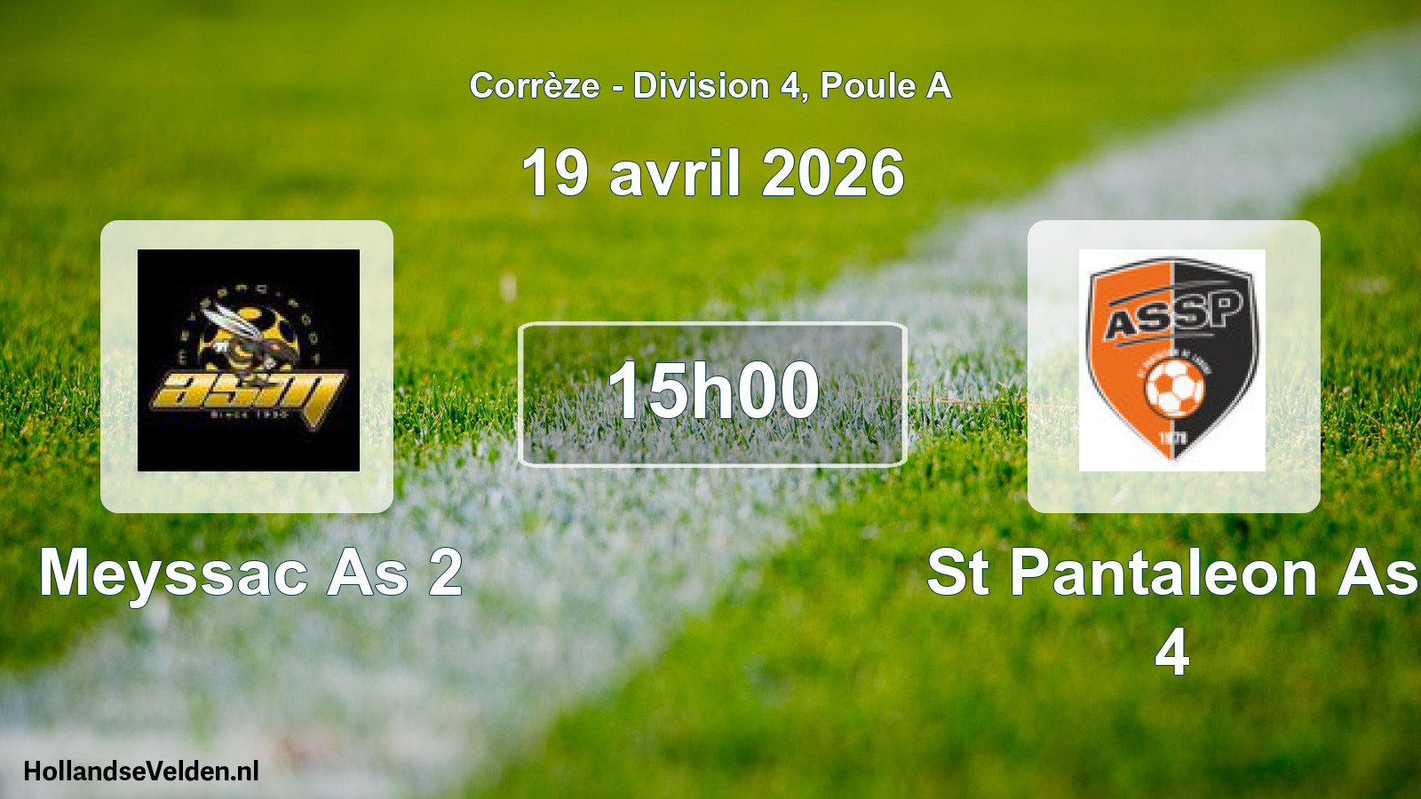 Scheduled Match: Meyssac As 2 - St Pantaleon As 4 (19 April 2026)