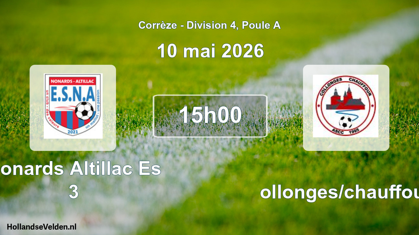 Geplande wedstrijd: Nonards Altillac Es 3 - Collonges/chauffour (10 mei 2026)