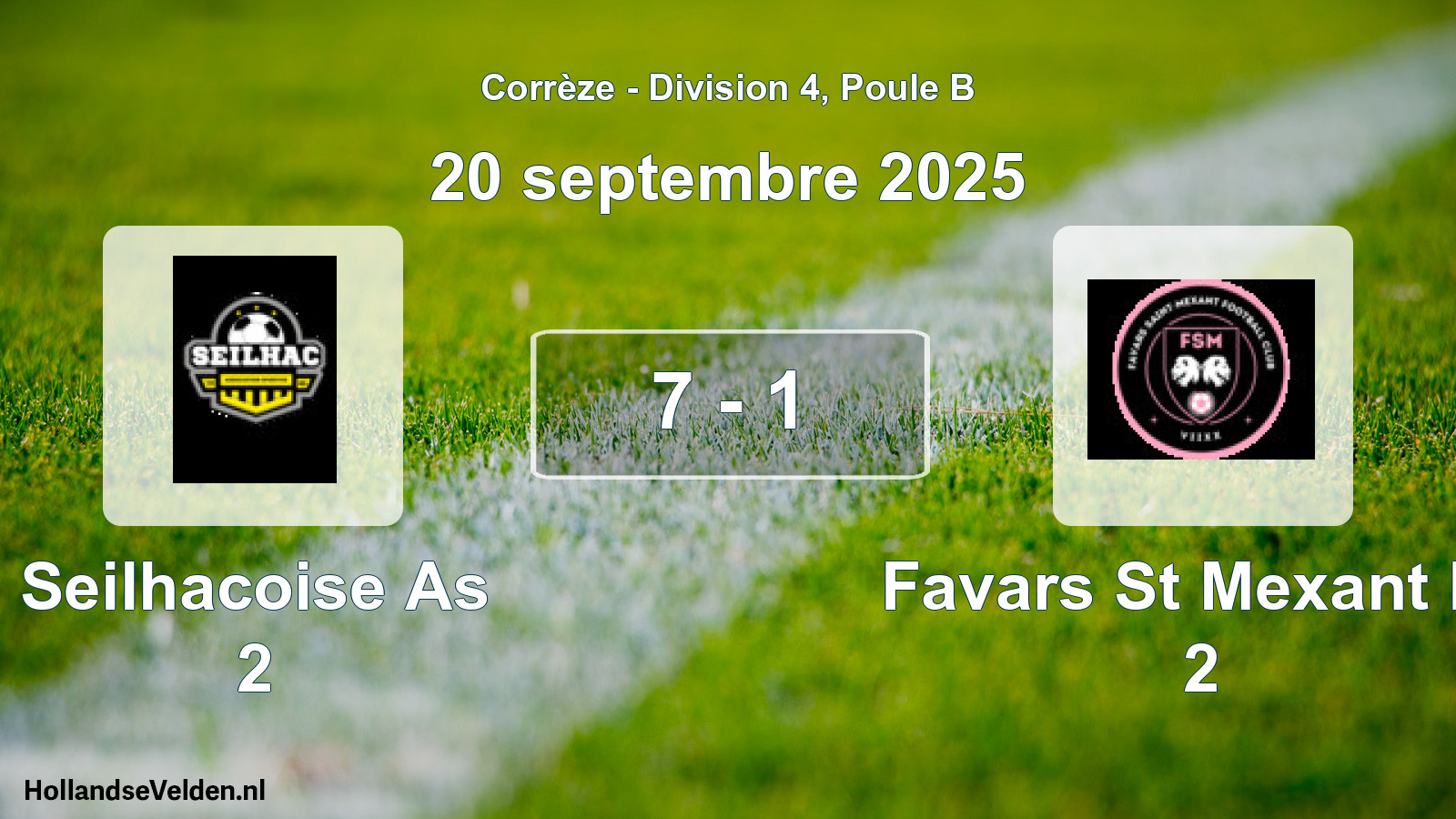 Gespeelde wedstrijd: Seilhacoise As 2 - Favars St Mexant Fc 2 7 - 1 (20 septembre 2025)