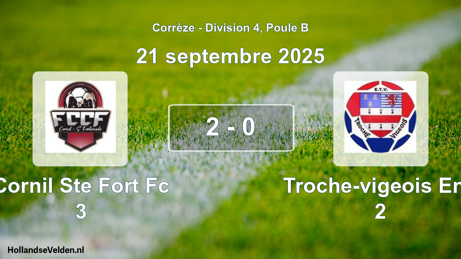 Total number of matches played: Cornil Ste Fort Fc 3 - Troche-vigeois Ent. 2 2 - 0 (21 September 2025)