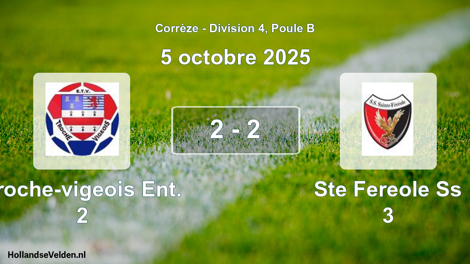 Total number of matches played: Troche-vigeois Ent. 2 - Ste Fereole Ss 3 2 - 2 (5 October 2025)