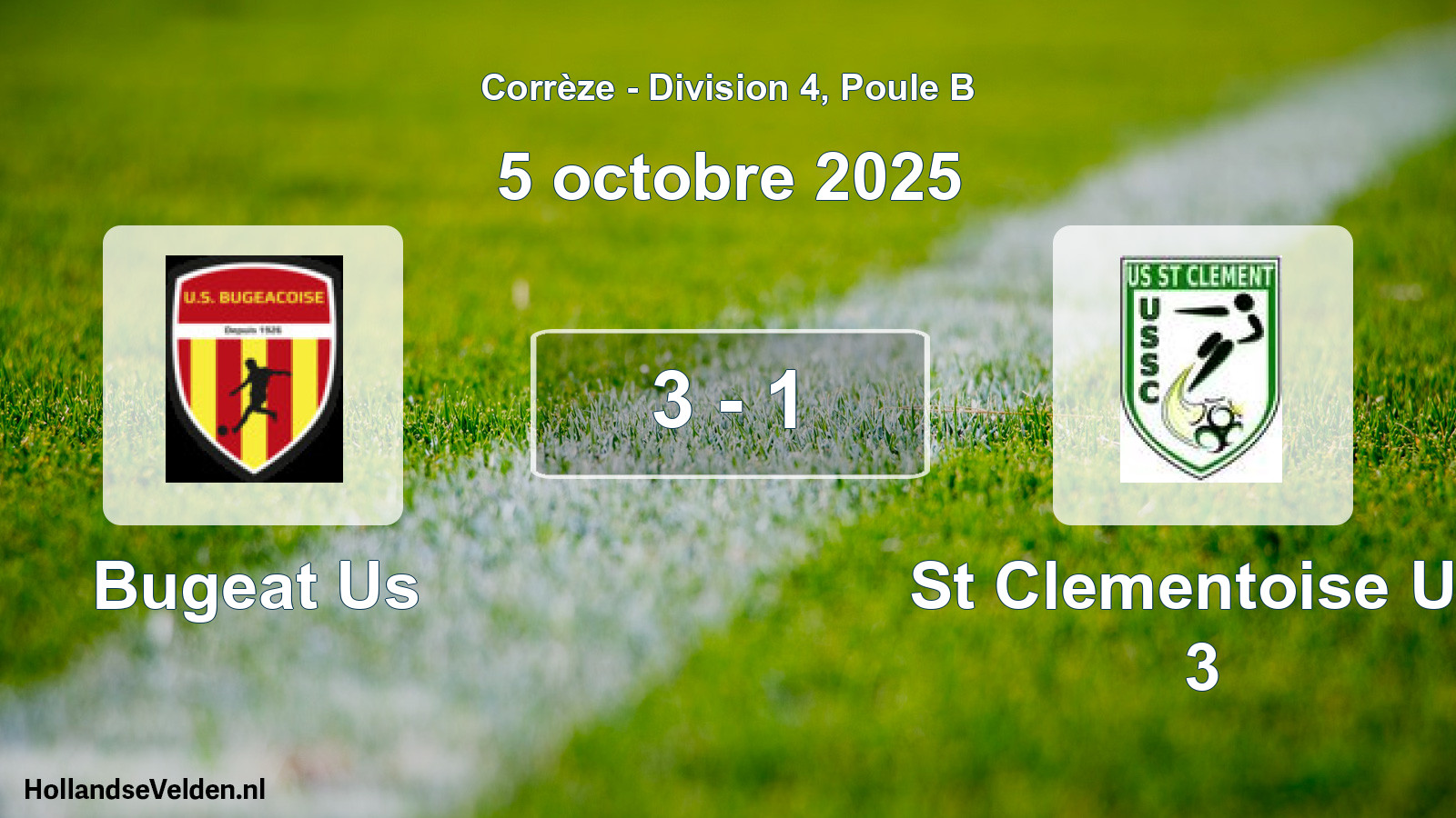 Gespeelde wedstrijd: Bugeat Us - St Clementoise Us 3 3 - 1 (5 octobre 2025)