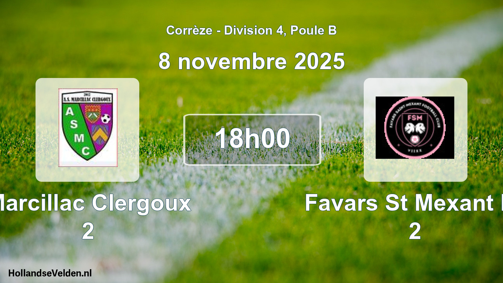 Geplande wedstrijd: Marcillac Clergoux 2 - Favars St Mexant Fc 2 (8 novembre 2025)