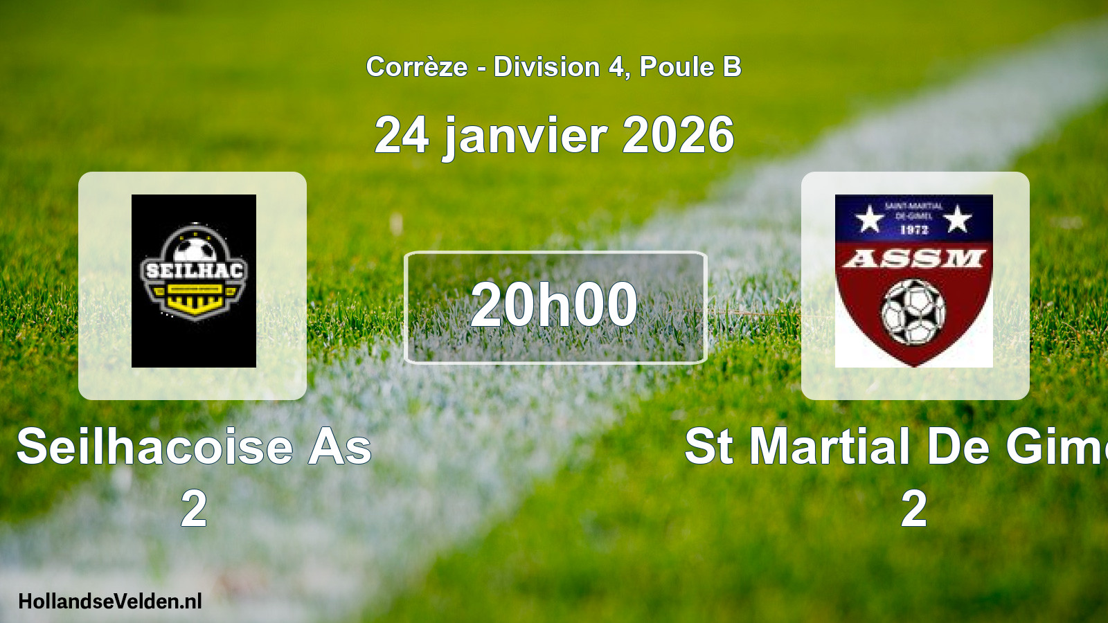 Geplande wedstrijd: Seilhacoise As 2 - St Martial De Gimel 2 (24 janvier 2026)