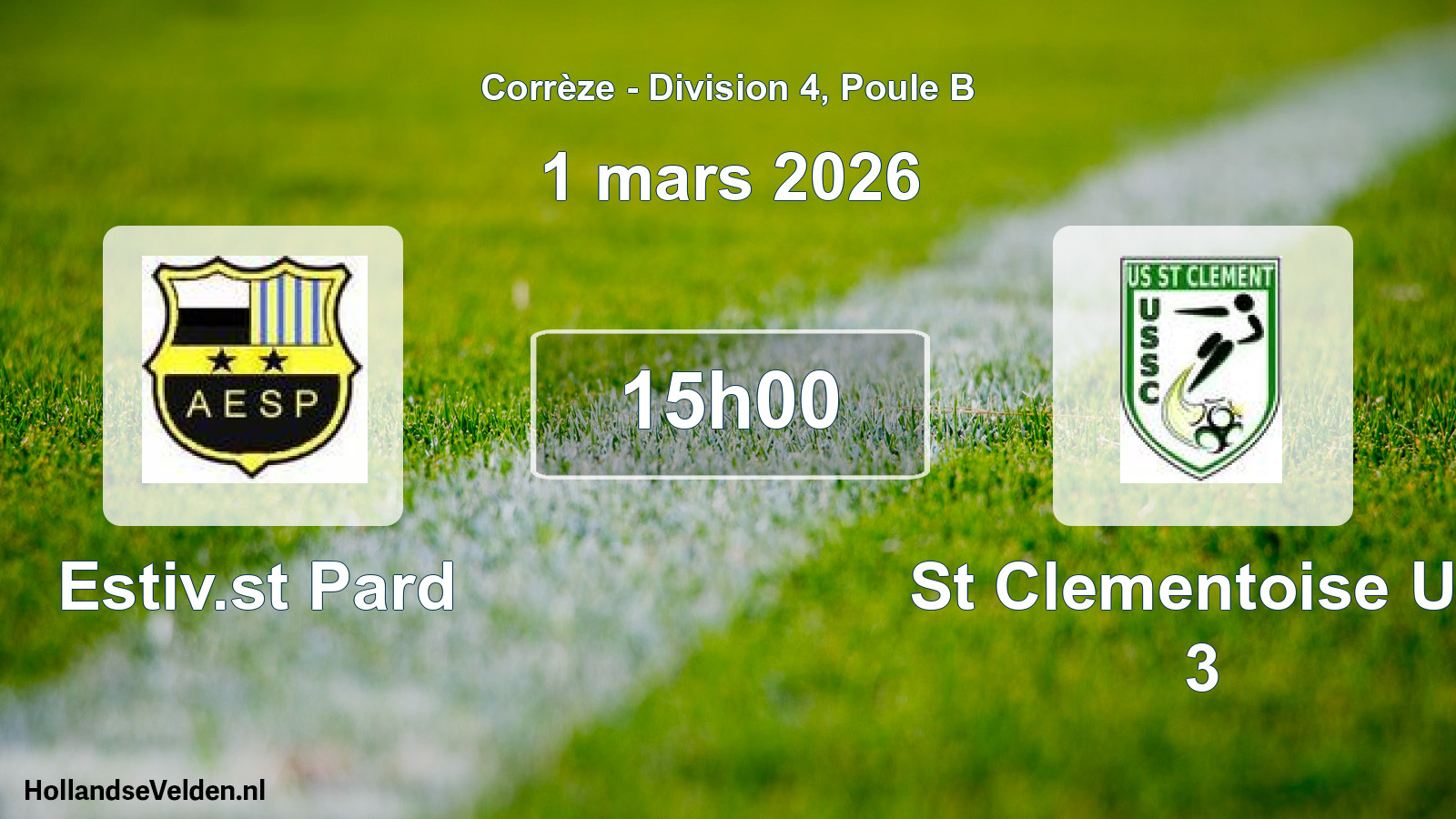 Geplande wedstrijd: Estiv.st Pard - St Clementoise Us 3 (1 mars 2026)