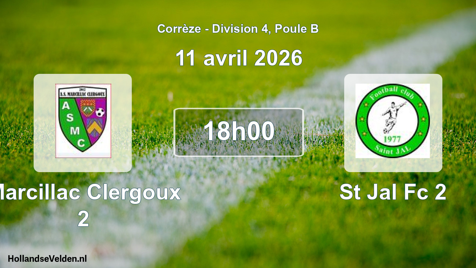 Geplande wedstrijd: Marcillac Clergoux 2 - St Jal Fc 2 (11 avril 2026)