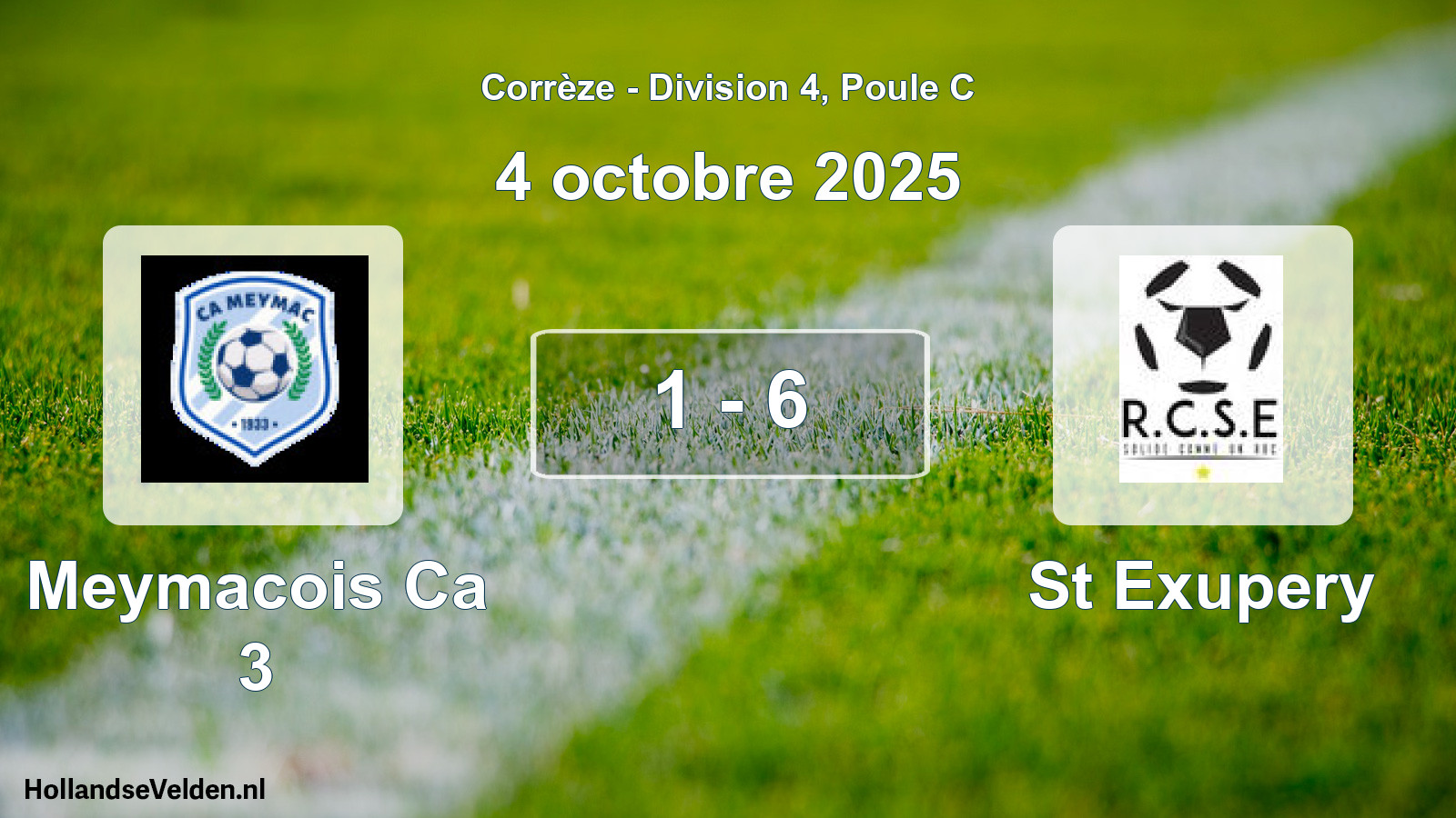 Gespeelde wedstrijd: Meymacois Ca 3 - St Exupery 1 - 6 (4 octobre 2025)