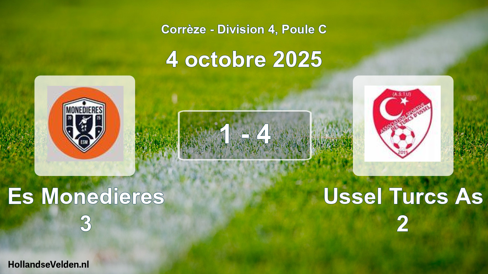 Gespeelde wedstrijd: Es Monedieres 3 - Ussel Turcs As 2 1 - 4 (4 octobre 2025)