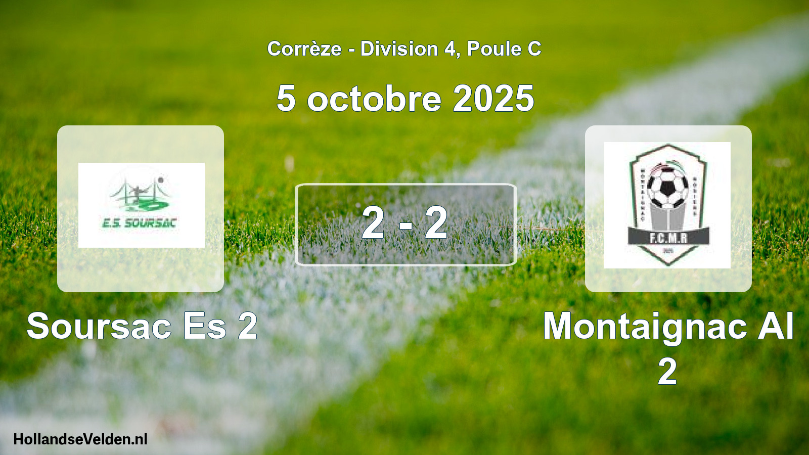 Total number of matches played: Soursac Es 2 - Montaignac Al 2 2 - 2 (5 October 2025)
