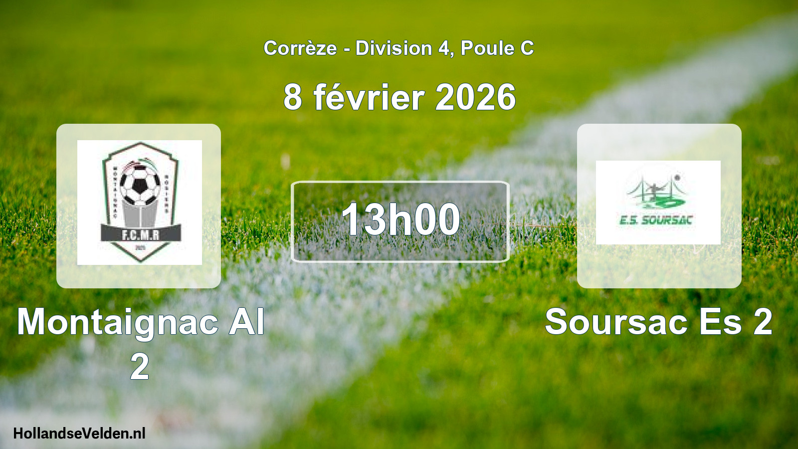 Geplande wedstrijd: Montaignac Al 2 - Soursac Es 2 (8 février 2026)