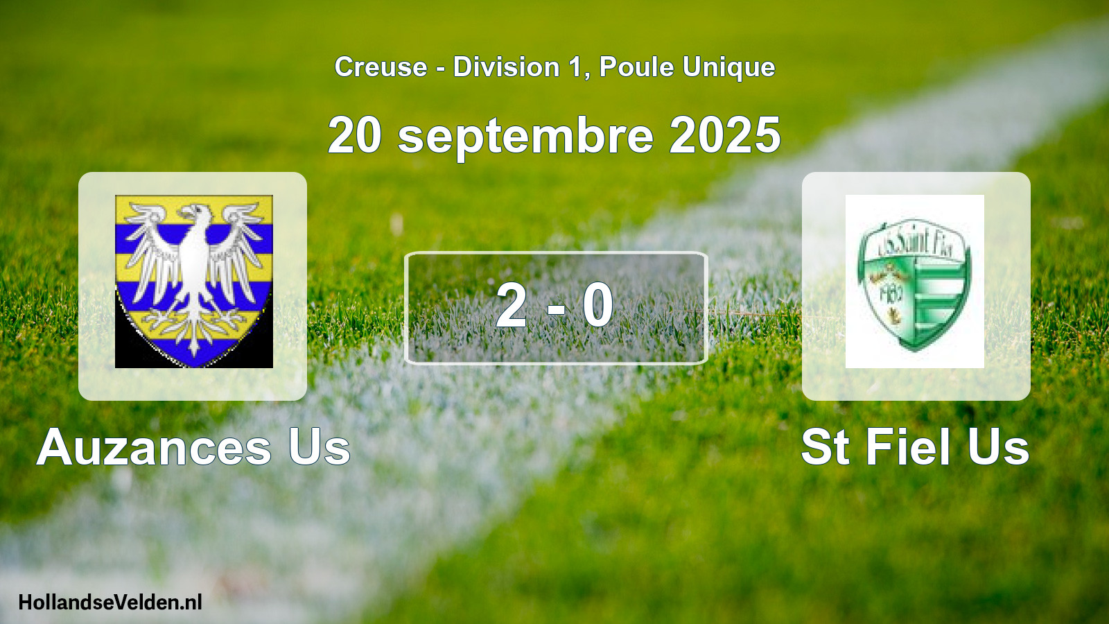 Gespeelde wedstrijd: Auzances Us - St Fiel Us 2 - 0 (20 septembre 2025)