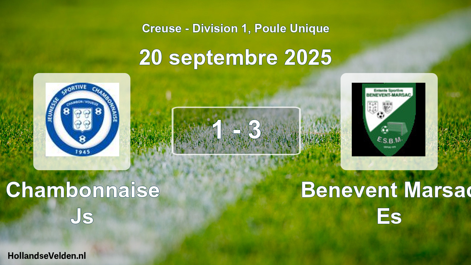 Gespeelde wedstrijd: Chambonnaise Js - Benevent Marsac Es 1 - 3 (20 september 2025)