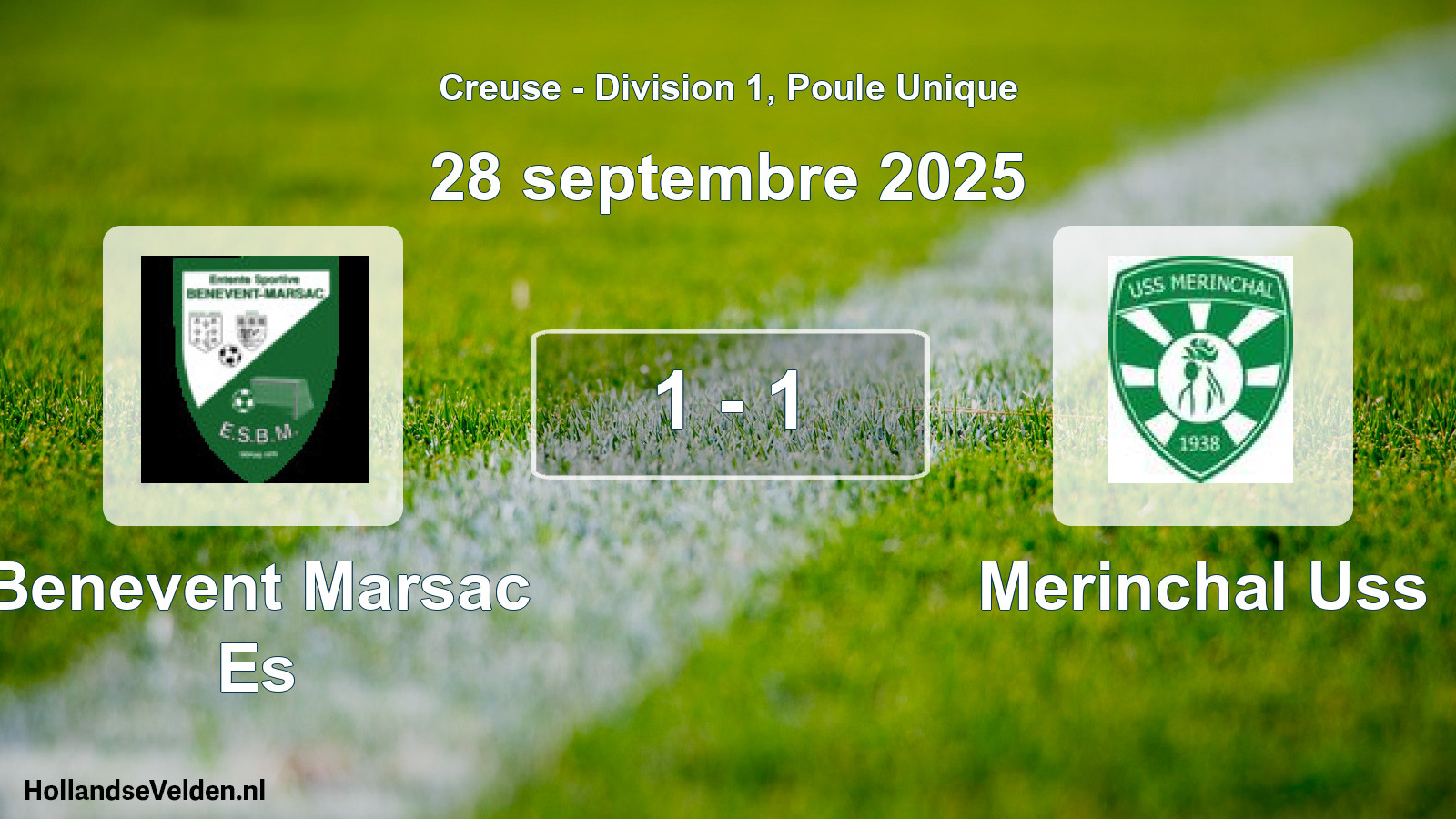 Gespeelde wedstrijd: Benevent Marsac Es - Merinchal Uss 1 - 1 (28 septembre 2025)