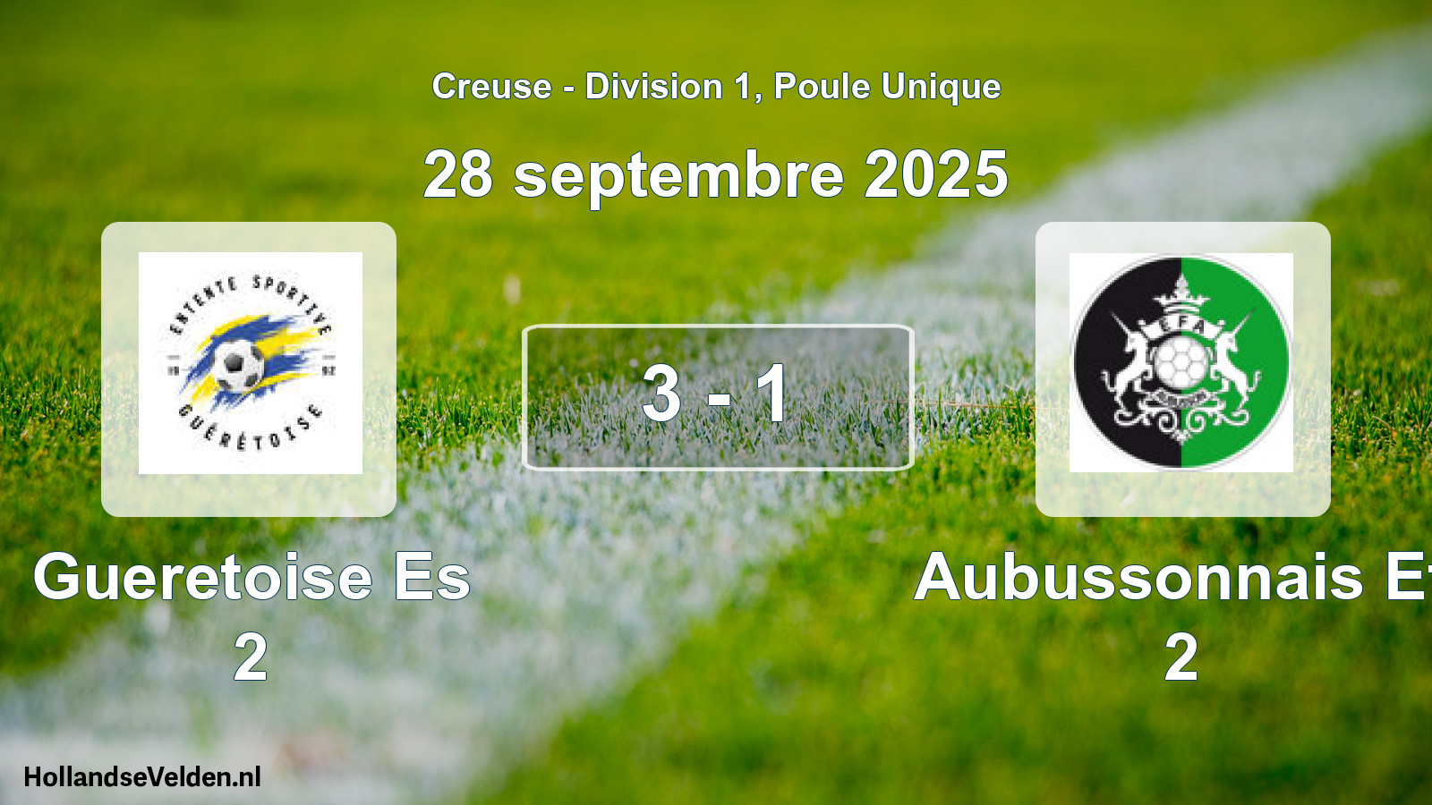 Total number of matches played: Gueretoise Es 2 - Aubussonnais Ef 2 3 - 1 (28 September 2025)