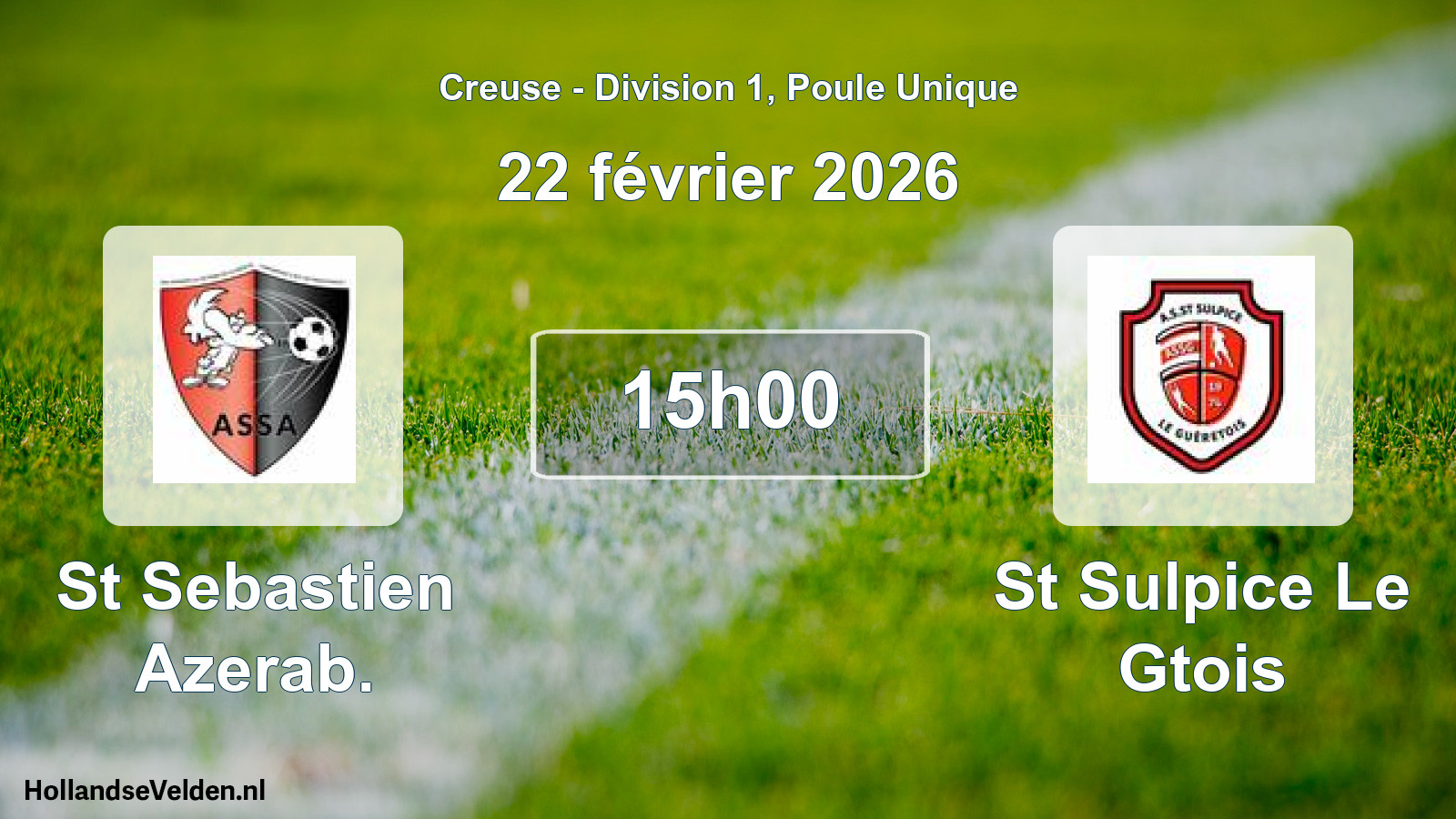 Scheduled Match: St Sebastien Azerab. - St Sulpice Le Gtois (22 February 2026)