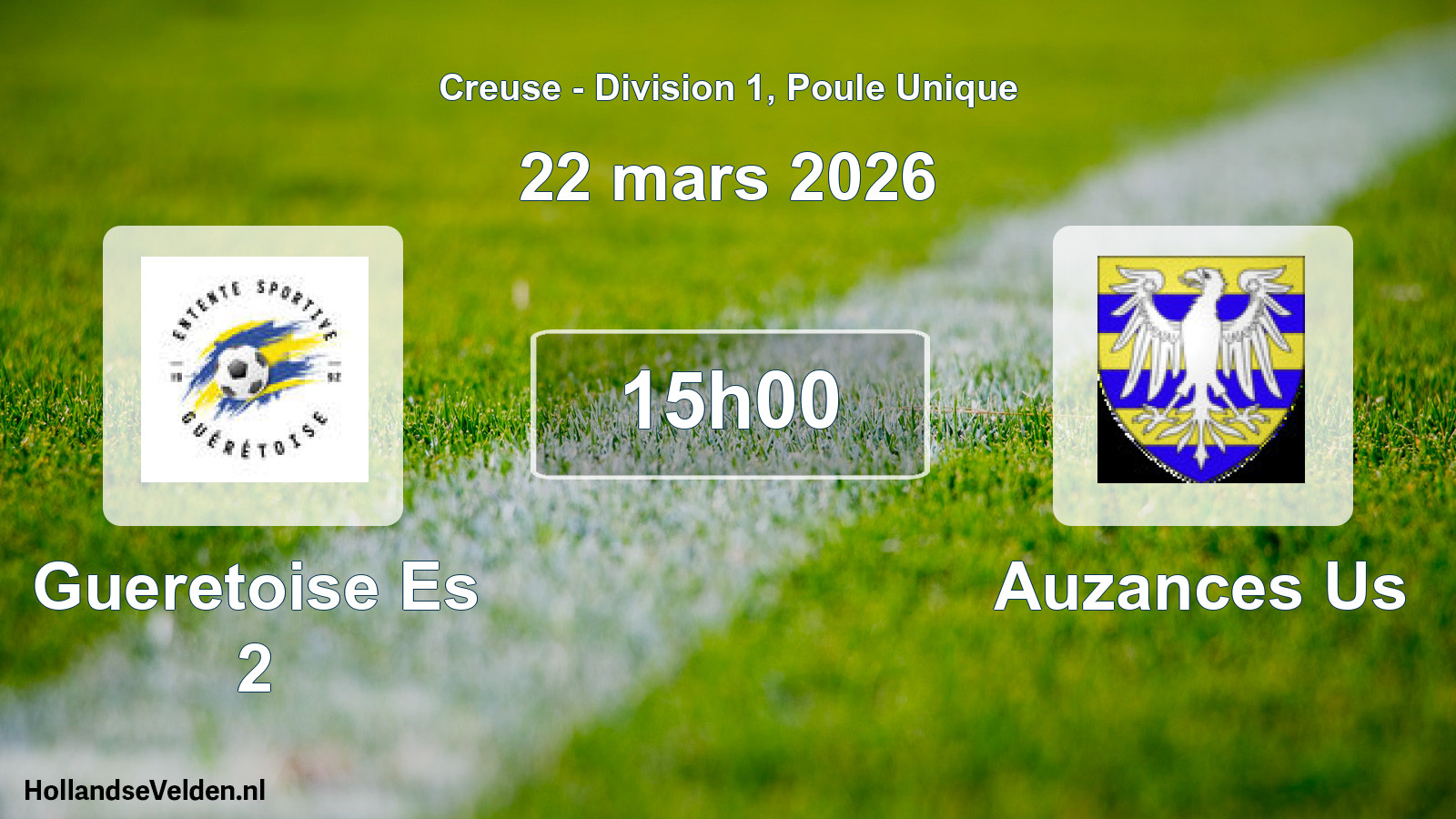 Geplande wedstrijd: Gueretoise Es 2 - Auzances Us (22 maart 2026)
