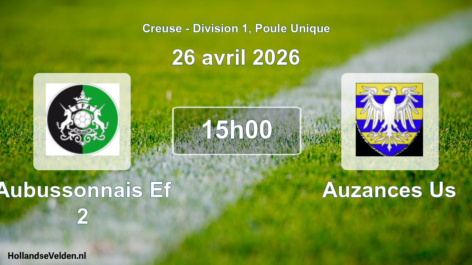 Geplande wedstrijd: Aubussonnais Ef 2 - Auzances Us (26 avril 2026)