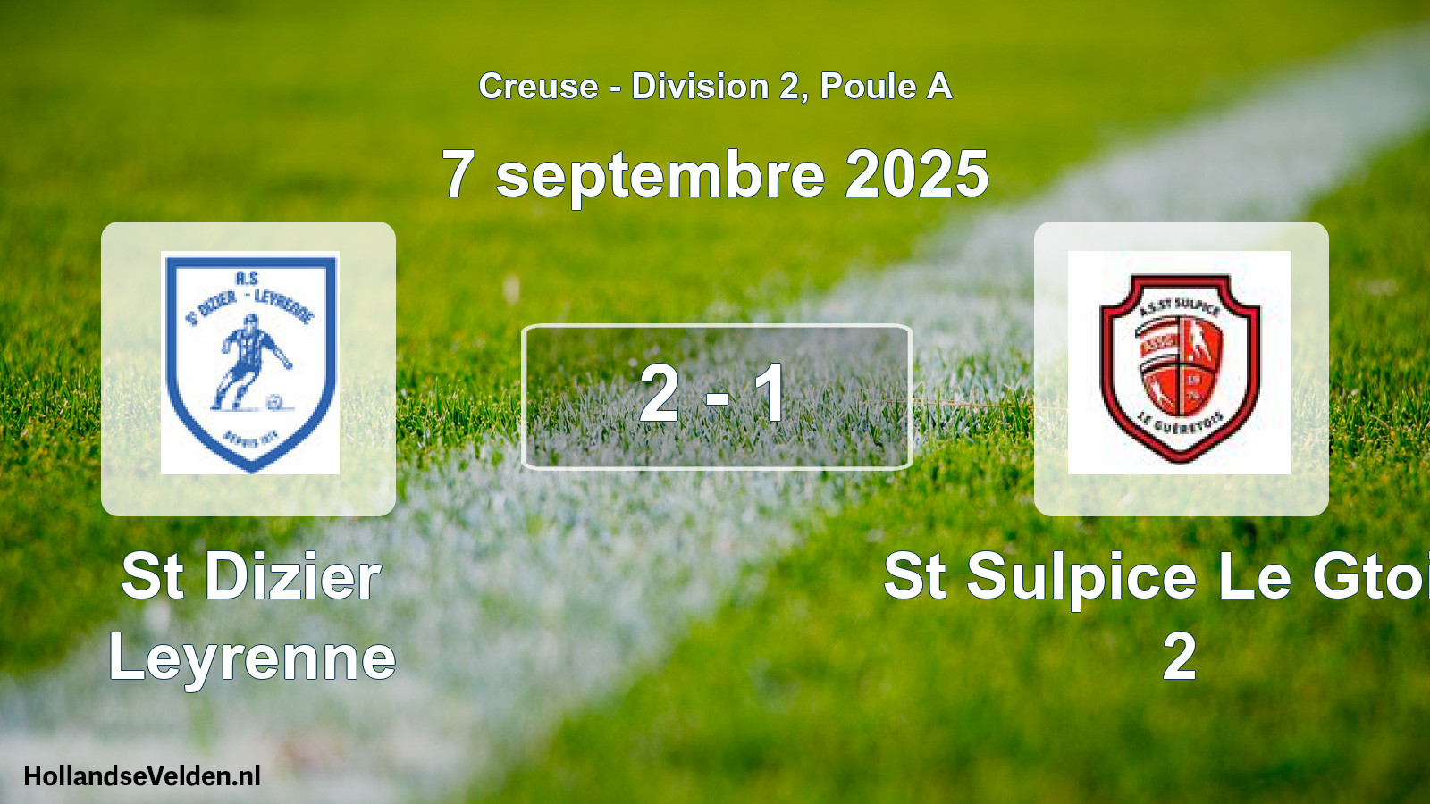 Gespeelde wedstrijd: St Dizier Leyrenne - St Sulpice Le Gtois 2 2 - 1 (7 septembre 2025)