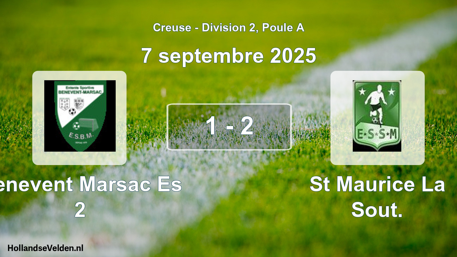 Gespeelde wedstrijd: Benevent Marsac Es 2 - St Maurice La Sout. 1 - 2 (7 september 2025)