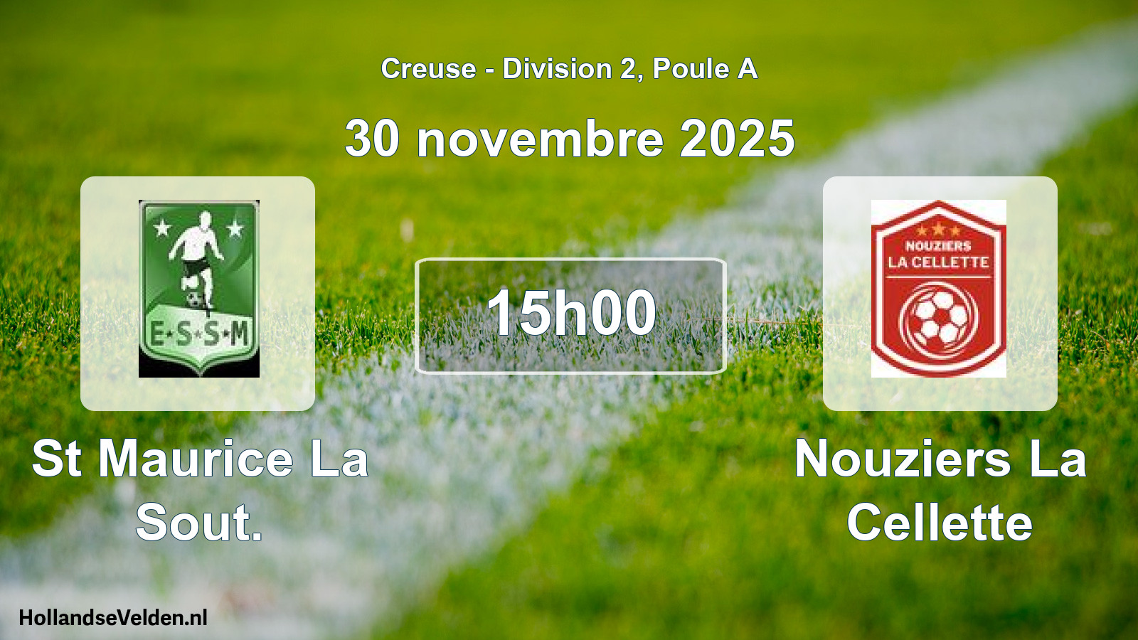 Geplande wedstrijd: St Maurice La Sout. - Nouziers La Cellette (30 novembre 2025)