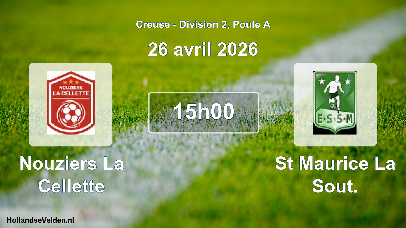 Geplande wedstrijd: Nouziers La Cellette - St Maurice La Sout. (26 avril 2026)