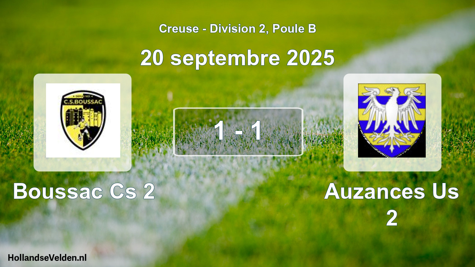 Total number of matches played: Boussac Cs 2 - Auzances Us 2 1 - 1 (20 September 2025)