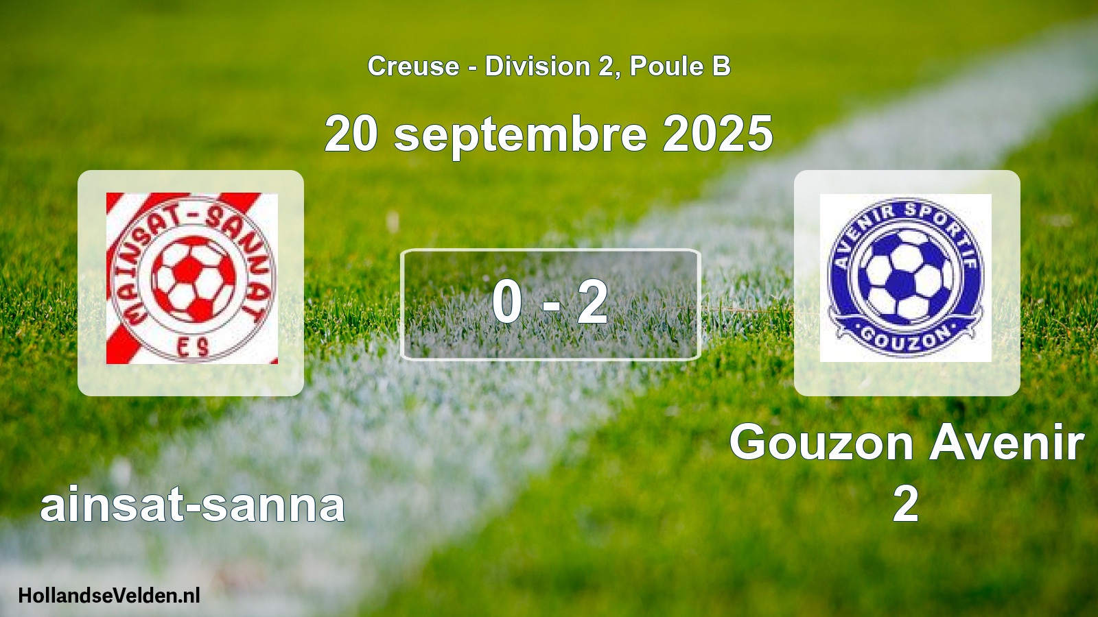 Total number of matches played: Mainsat-sanna - Gouzon Avenir 2 0 - 2 (20 September 2025)